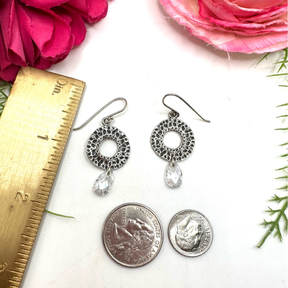 SILPADA⚜️Sterling Silver Cubic Zirconia Drop Hoop Earrings - Picture 6 of 6